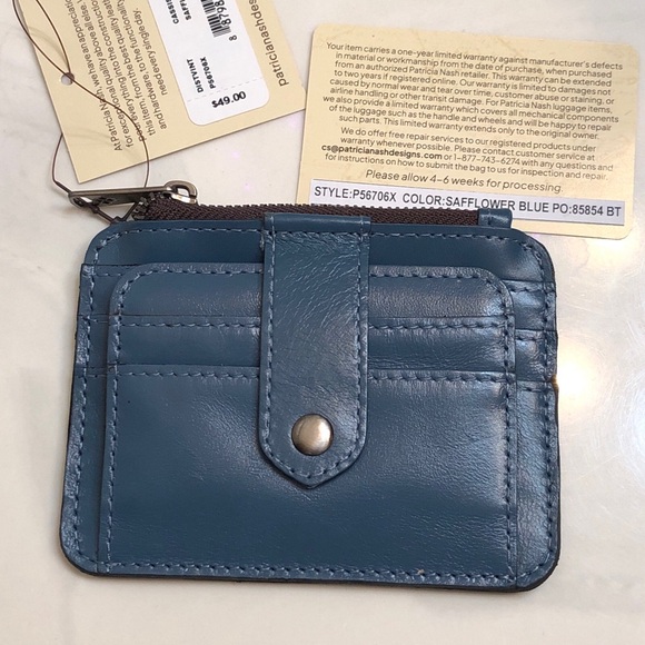 Patricia Nash Cassis Distressed Vintage Leather ID Card Case Safflower Blue NWT - Picture 3 of 16